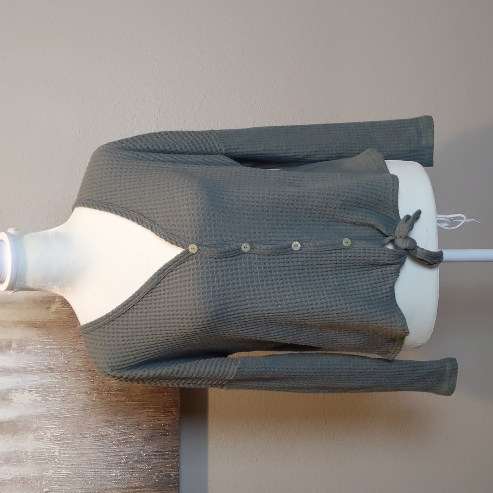 Altar'd State Waffle tie front top